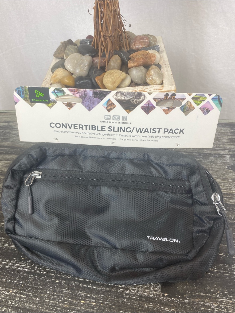 Travelon Black Convertible Sling/Waist Zip Pack Unisex NEW